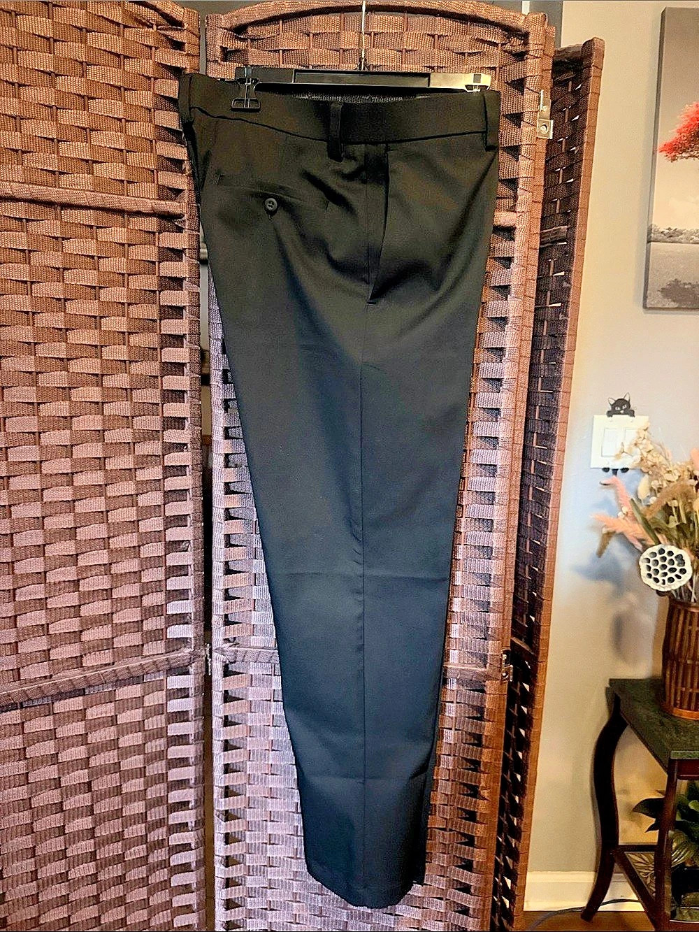 Haggar Cool Right Performance Flex Straight Fit Dress Pants Black Waist 34 x 30